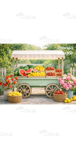 Tło fotograficzne „Letni stragan z arbuzami, cytrynami i truskawkami” | 4028